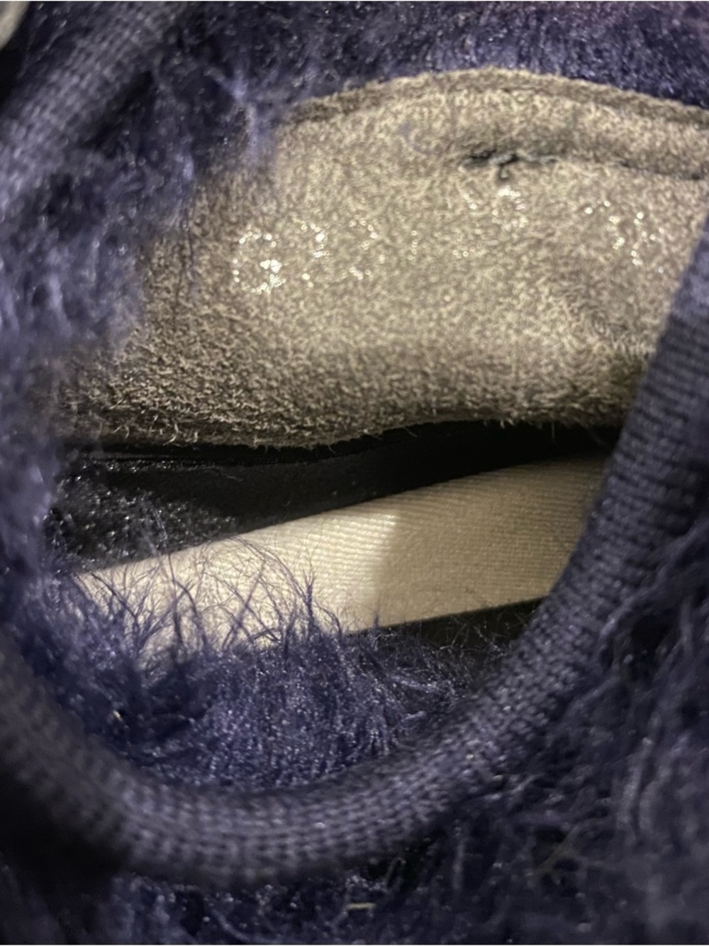 CHANEL Navy Fuzzy Lace-Up Sneakers - Picture 6 of 9